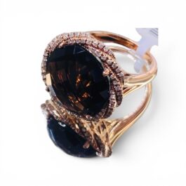Smokey Quartz Diamond Ring