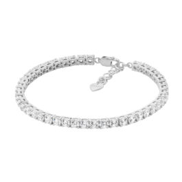 Sterling silver white cubic zirconia 3.5mm tennis bracelet w/ext chain
