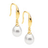Sterling silver Shp/Hook Earrings w/ Freshwater Pearl Drop & Gold Plating
