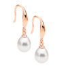 Sterling silver Shp/Hook Earrings w/ Freshwater Pearl Drop & Rose Gold Plating