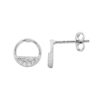 Sterling silver 9mm Open Circle Earrings, 2 rows white cubic zirconia