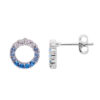 Sterling silver 9mm open circle earrings w/ ombré white & blue cubic zirconia