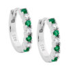 Sterling silver 14mm hoop earrings w/ white & green cubic zirconia