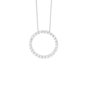 Sterling silver white cubic zirconia 15mm Circle Pendant