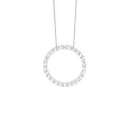 Sterling silver white cubic zirconia 15mm Circle Pendant