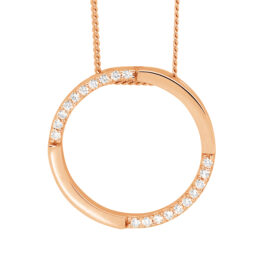 Sterling silver white cubic zirconia 20mm Open Circle Pendant w/ Rose Gold Plating