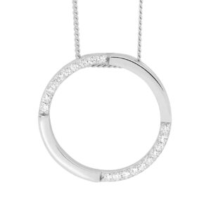 Sterling silver white cubic zirconia 20mm Open Circle Pendant