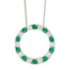 Sterling silver 16mm open circle pendant w/ white & green cubic zirconia