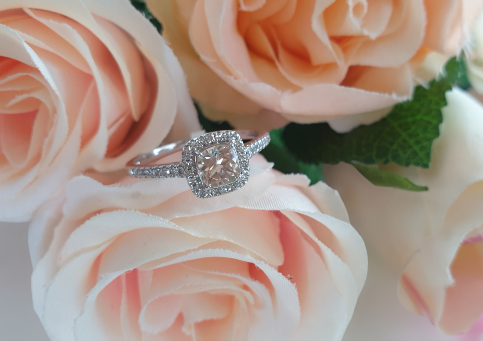 Morganite Diamond white gold engagement or dress ring