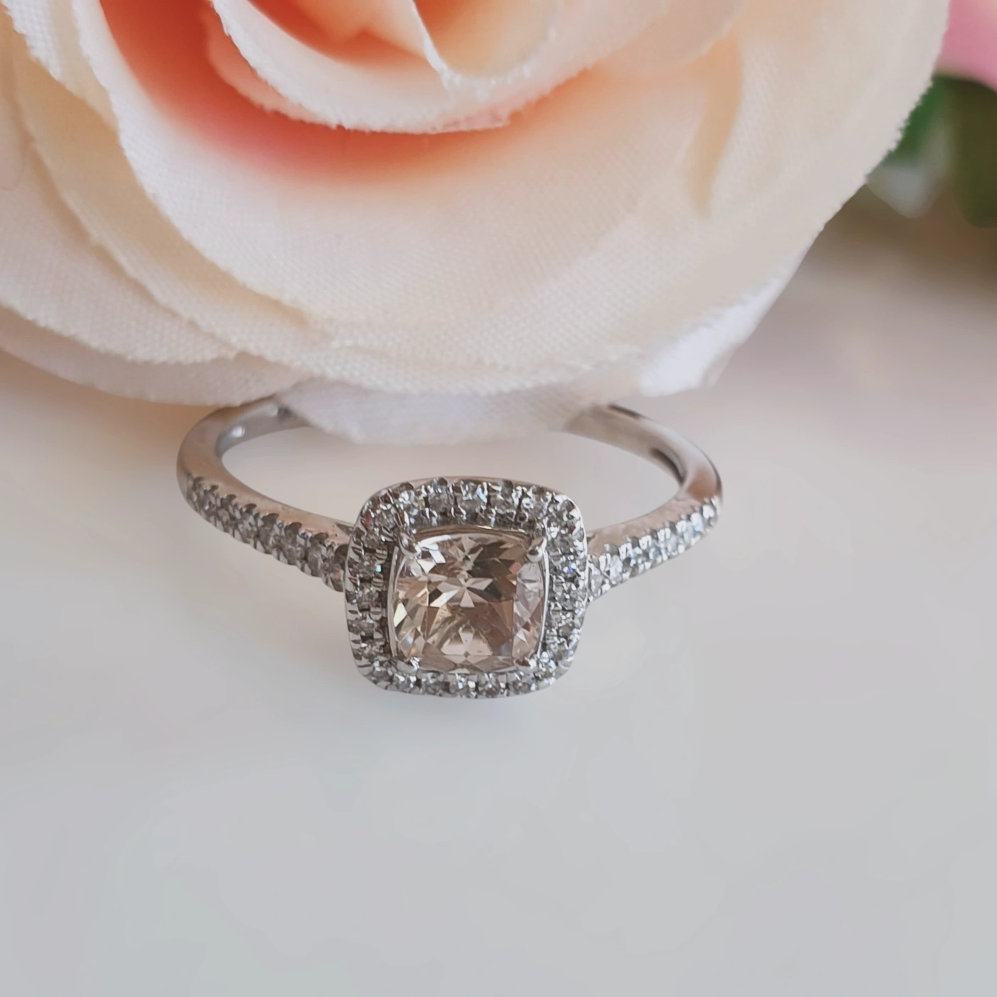 Morganite Diamond white gold engagement or dress ring