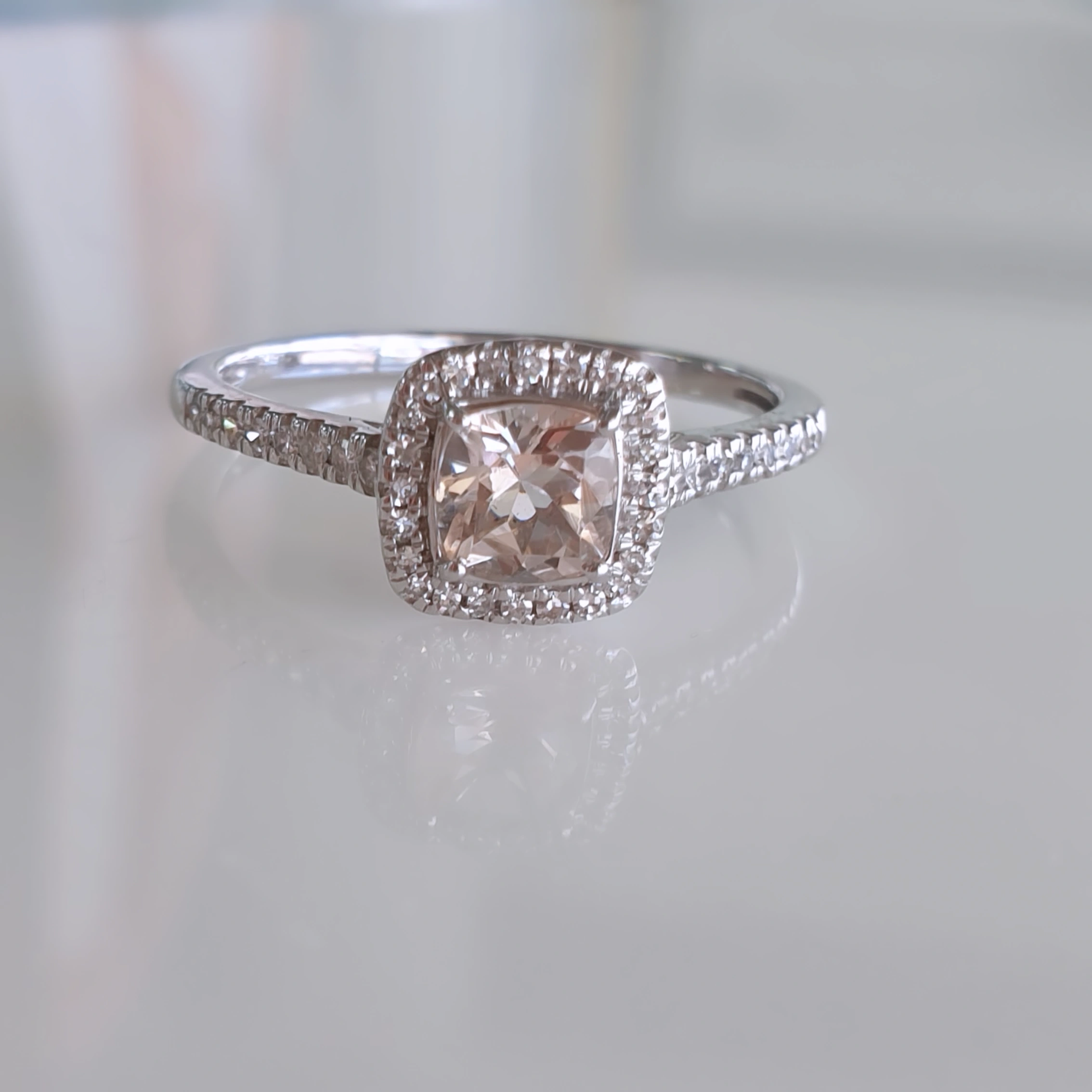Morganite Diamond white gold engagement or dress ring