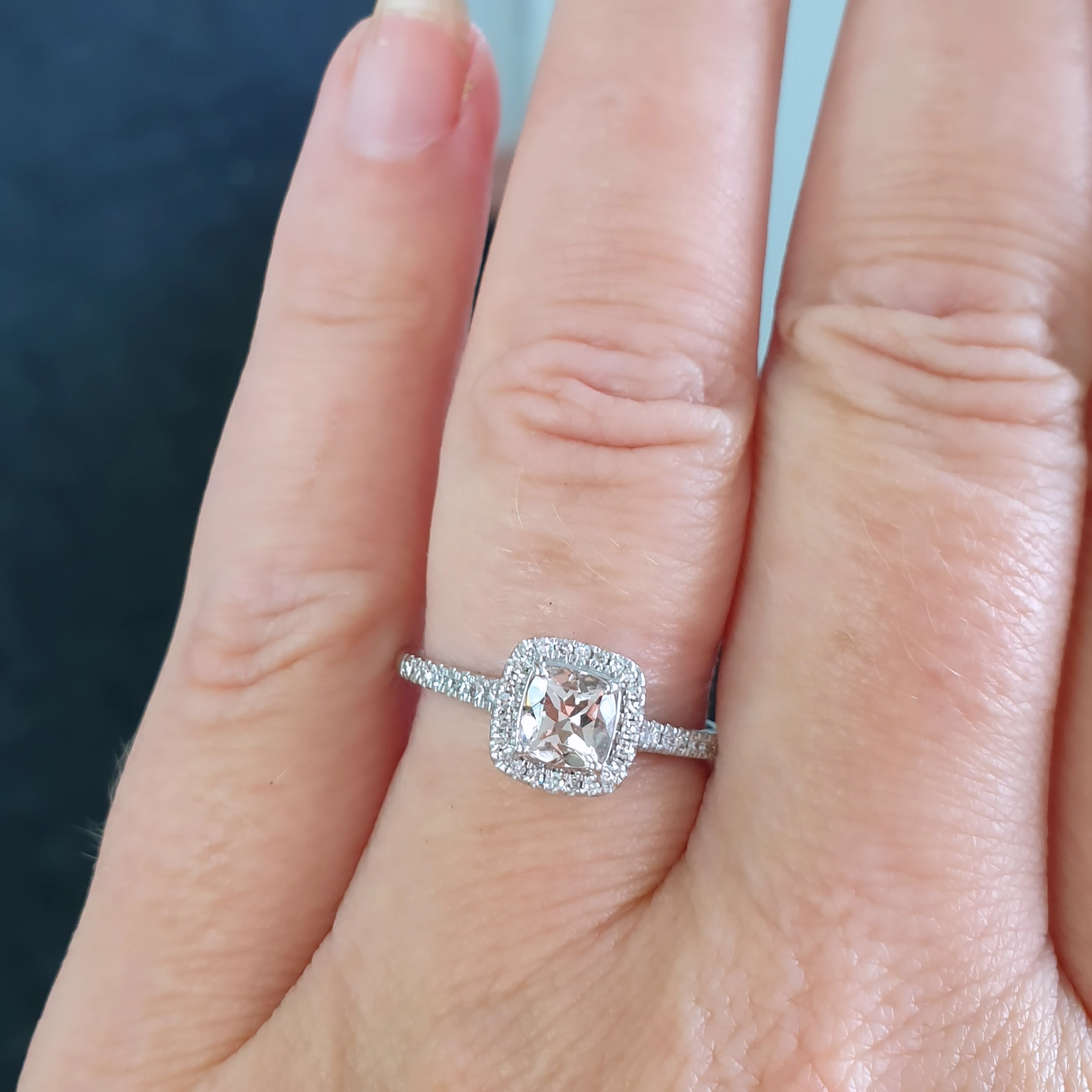 Morganite Diamond white gold engagement or dress ring